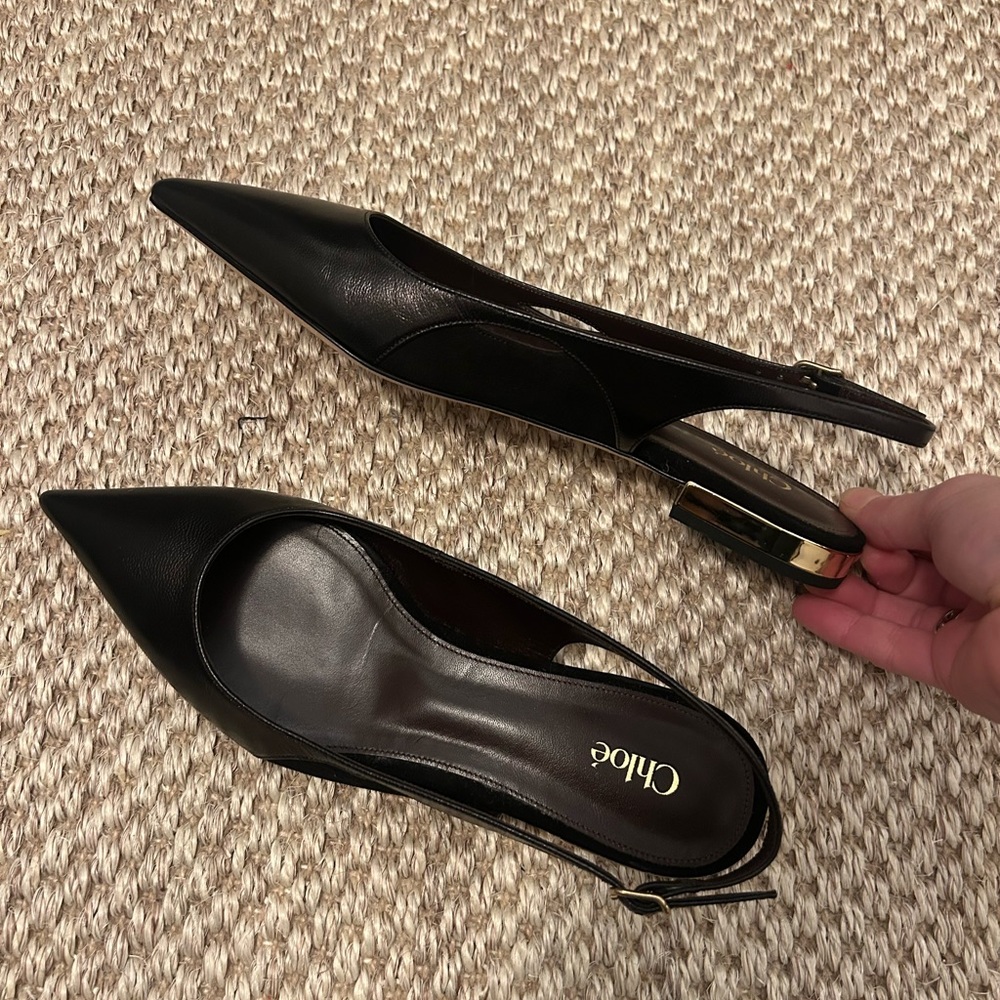 CHLOE Black Slingback Flats